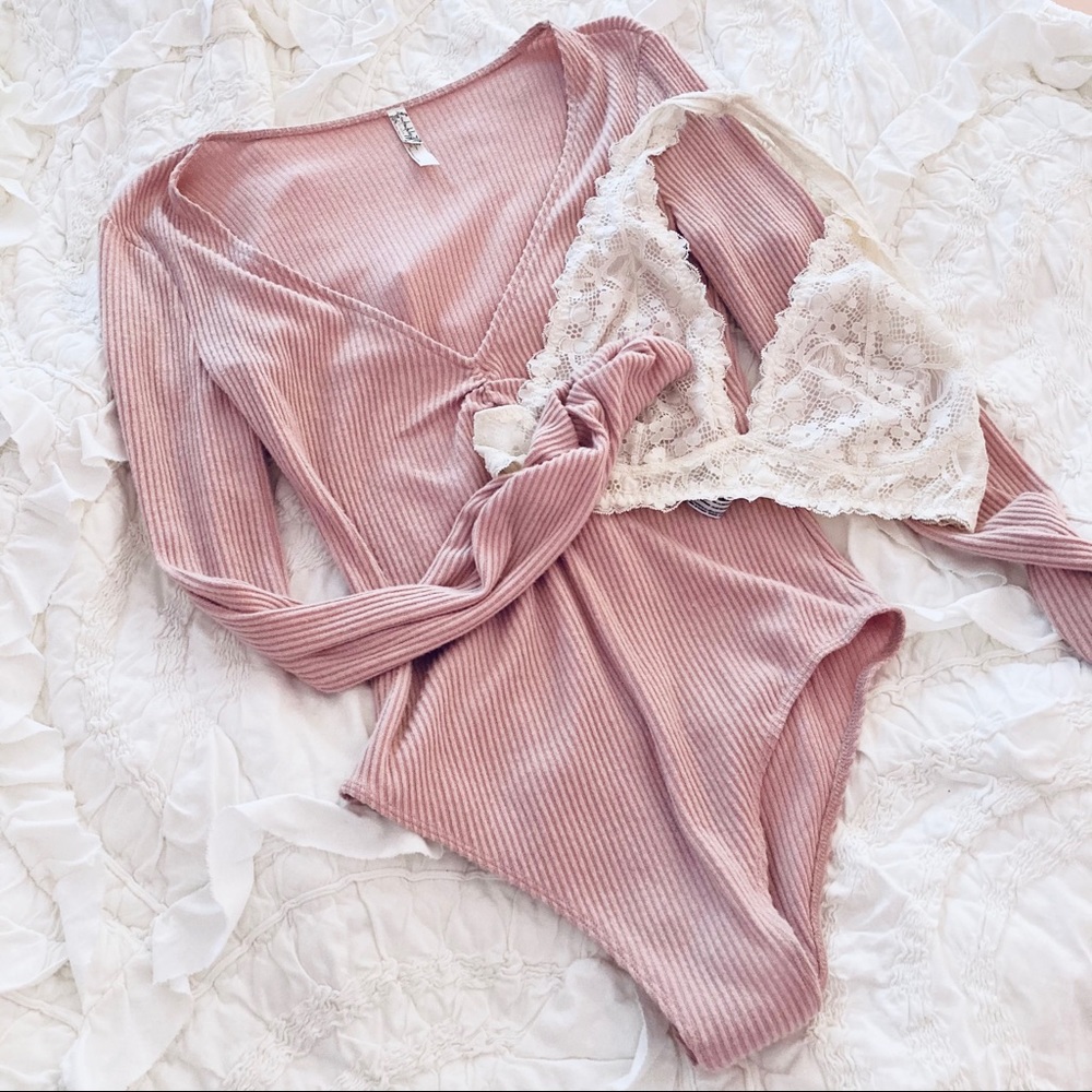 FP Pink Ribbed Bodysuit